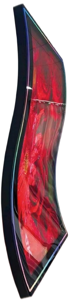 Curved display panel for gaming machines
