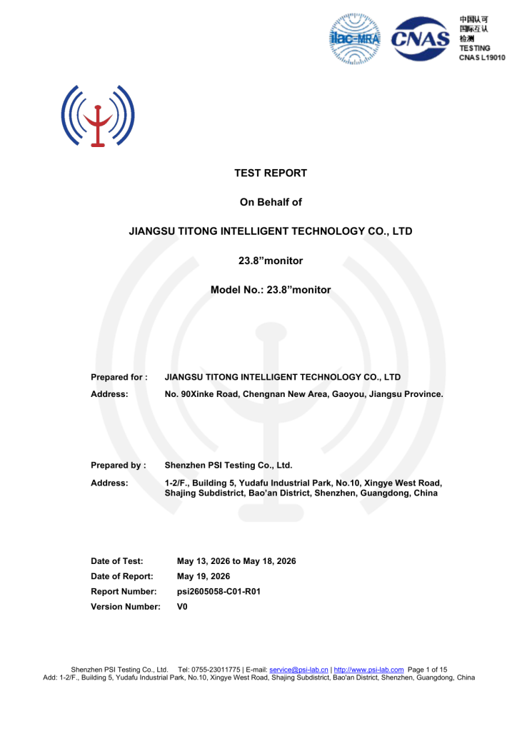 Photobiological safety report